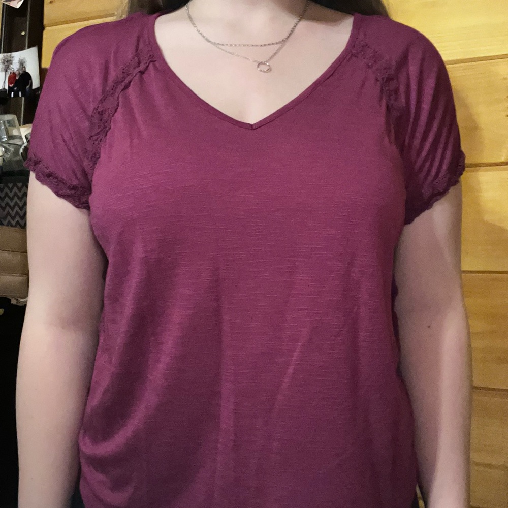 Neon soul lace sides blouse purple